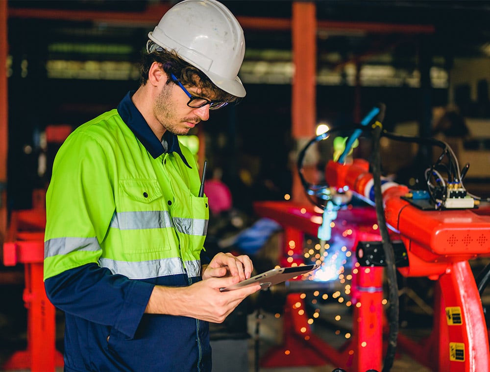 Man at work in workshop